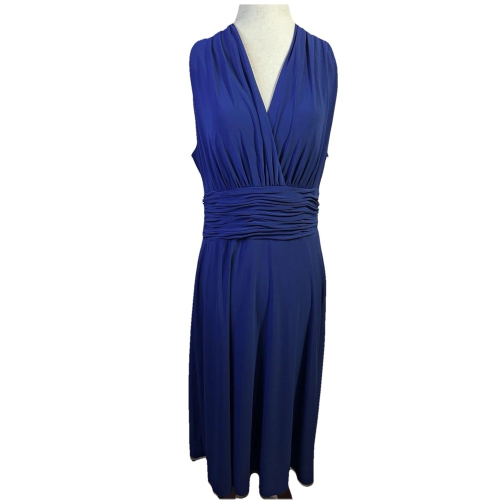 Evan Piccone Royal Blue Dress Rusched Waist Size 12 Wedding Elegant Special
